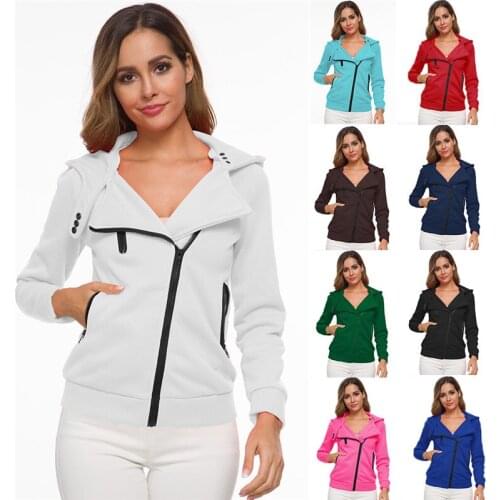 Plus Size 3XL Womens Winter Autumn Hoodies Sweatshirts Casual Long Sleeve Warm Zipper Jacket Ladies Outerwear Clothing Tops