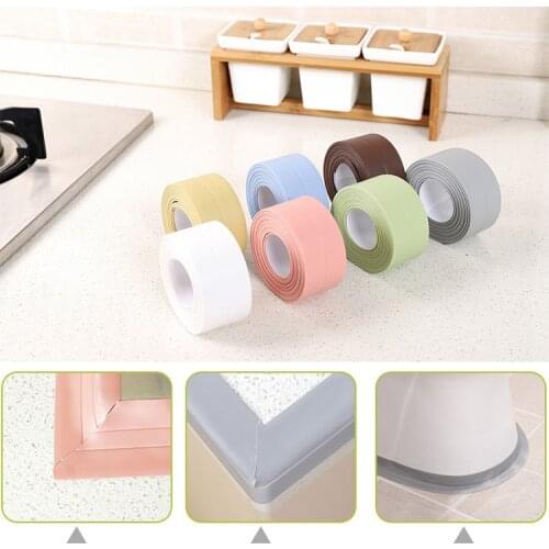 Self Adhesive Kitchen Ceramic Sticker Waterproof Anti-moisture PVC Sticker Bathroom Wall Corner Line Sink Stickers 3.8*320cm