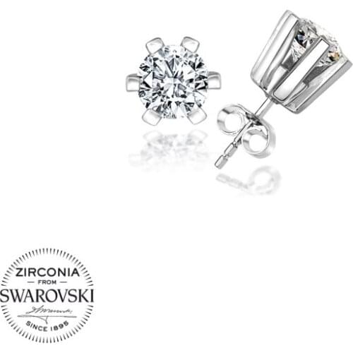 Silverlina Silver Swarovski Zirconia Cubic Zirconia Solitaire Earrings
