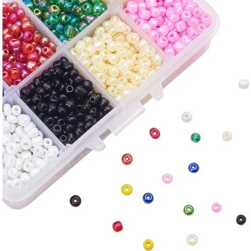 Pandahall Glass Spacer Beads Crystal Round Seed Beads for DIY Jewelry Making Bracelet Necklace Mixed Color 2mm 3mm 4mm