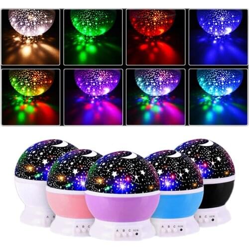 3 Colors LED Rotating Projector Starry Sky Night Lamp Romantic Projection Light Moon Sky Romantic Night Light Novelty
