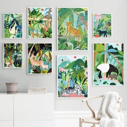Tiger Leopard Snake Toucan Jungle Animals Nordic Posters And Prints Wall Art Canvas Painting Wall Pictures For Living Room Decor