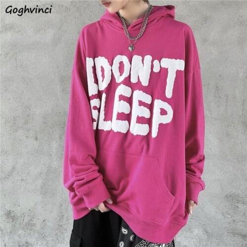 Hoodies Women Letter Printed Students Oversize Harajuku Hooded Sweatshirts Couple Hip-pop Streetwear Ulzzang Long Sleeve Hoodie