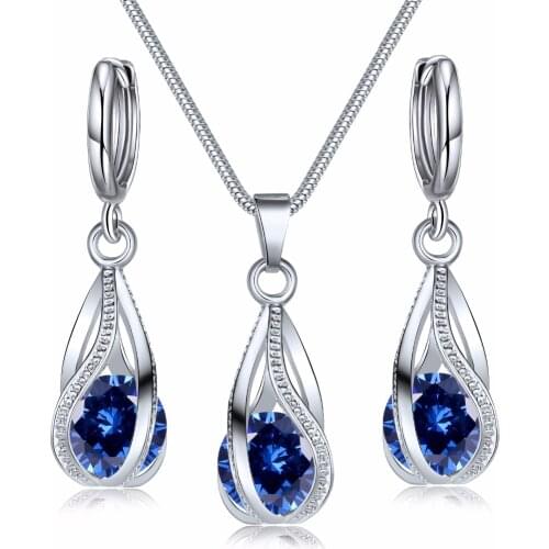 VKME 2020 New Fashion Crystal Jewelry Set Zircon Necklace Earrings Set Decoration