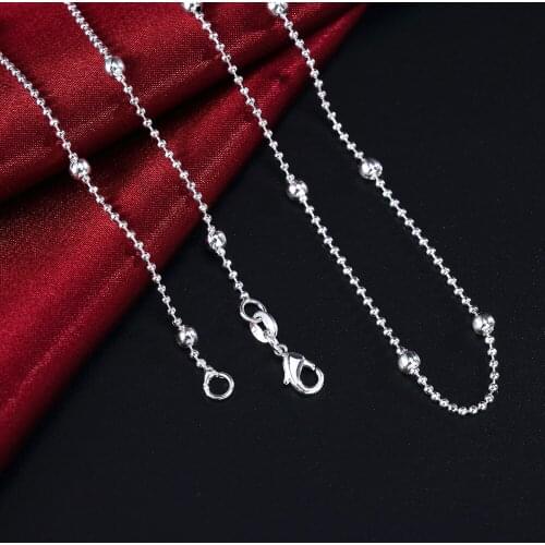 925 Sterling Silver Necklace 16/18/20/22/24 inches bead chain For Women high quality Fashion Jewelry Christmas Gifts