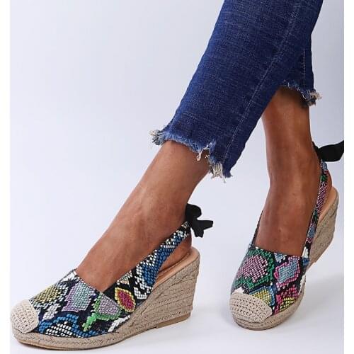 2021 New Summer Women Pumps Sexy Serpentine High Heels Sandals Gladiator Wedges Sandals Ladies Retro Straw Shoes Size 35-43