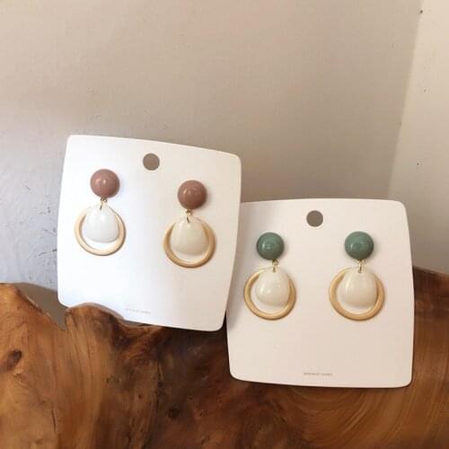 MENGJIQIAO New Fashion Gemetric Arylic Stone Round Drop Earrings For Women Vintage Elegant Pendientes Girl Holiday Jewerly Gifts