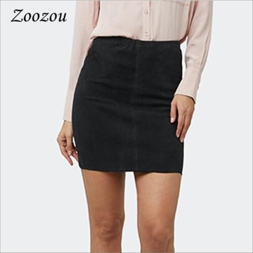 High Waist Women Mini Skirts Suede Leather Bodycon Package Hip Skirts Black Sexy Ladies Nightclub Short Skirts Plus Size Custom