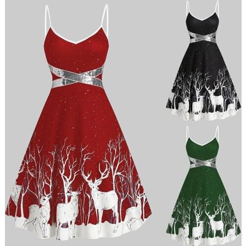 Woman Festival Christmas Elf Elk New Year Xmas Sling Dresses Girls Cosplay Costume Princess Party Role Play Dress Make Up Outfit