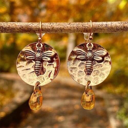 Amber Honey Bee Drop Earrings Bumblebee Earrings for Women BEES Jewelry Bumble Bee and Honey Leverback Animal Earrings #KS39RFU2
