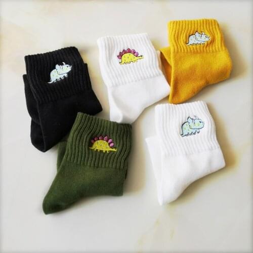 Ladies Comfortable Cotton Socks New Fashion All Seasons Cartoon Animal Embroidery Series Women Fresh Harajuku Crew Socks