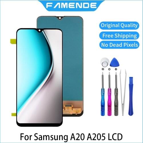 100% Original LCD For Samsung Galaxy A20 A205 SM-A205F A205FN OLED LCD Display Screen Digitizer Assembly Replacement Fingerprint