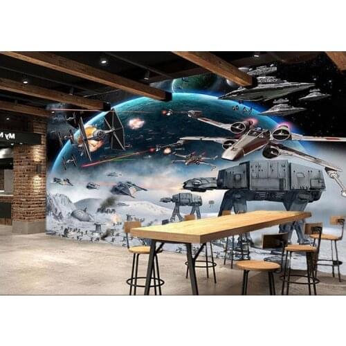 8d Papel Murals Star War Universe Space airship 3d Murals wallpaper for Kids Room Bar Coffee Hotel 3d Wall Murals 3d Wall paper