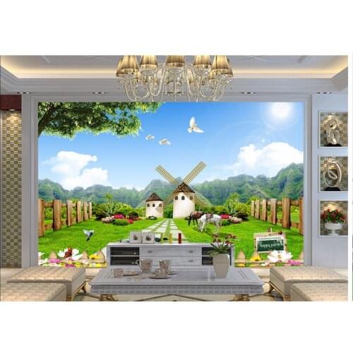 3d wallpaper custom 3d murals wallpaper Pastoral scenery Dream pastoral grassland scenery background wall decor room wallpaper