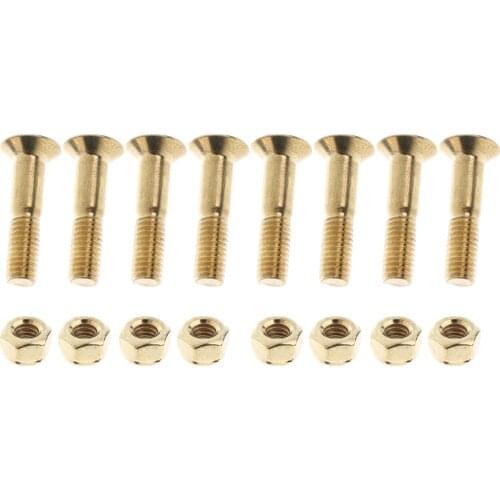 8pcs Aluminium Alloy Replacement Skateboard Truck Hardware Set Screws Nuts - Golden