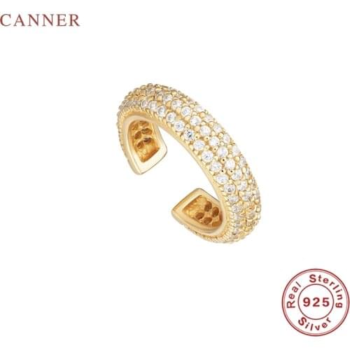 CANNER 1pc Three Rows Diamonds In Europe America Earrings For Women S925 Sterling Silver Clip Earring Fine Jewelry Pendientes