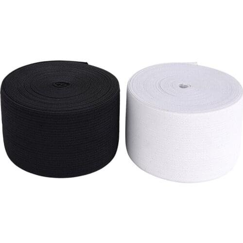 2 meters White and Black Woven Flat Knitted Elastic 50mm, Craft Sewing Elastic Cord Elastic Band Sewing Stretch Rope SJD16