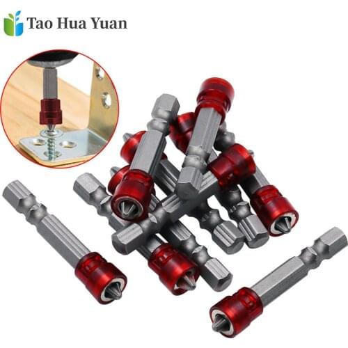 1/4" Screwdriver Bits Red Head Magnet Driver Hex Shank With Magnetizer Cross Magnetic Bit Hand Electric Screw Tool Accessories