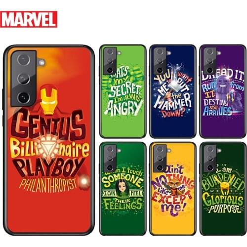 Marvel superhero text For Samsung Galaxy S21 S20 FE S10e S10 S9 S8 S7 S6 Ultra Plus Lite 5G Edge Black Soft Phone Case