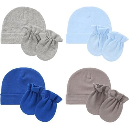 Baby Anti-scratching Gloves Hat Set Newborn Mittens Warm Beanie Cap Kit Gifts Y1QF