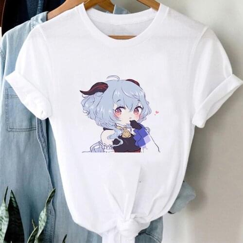Genshin Impact Ganyu Tees Oversized T Shirt Aesthetic Graphic T Shirts Plus Size 2xl Japanese Style Anime Woman Tshirts Y2k Tops
