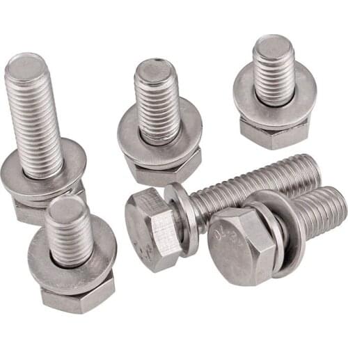 Gb9074 authentic 304 stainless steel external hexagon trimming three combination screw bolt m4-m10 5PCS
