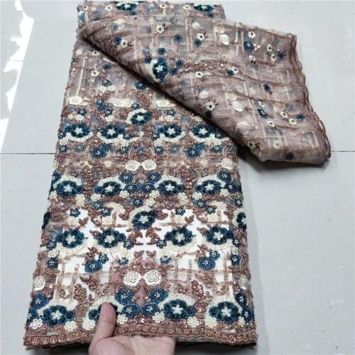 Hot Sale African Lace Fabric with beads High Quality ZH-528883 Nigerian Guipure Cord Lace For Wedding