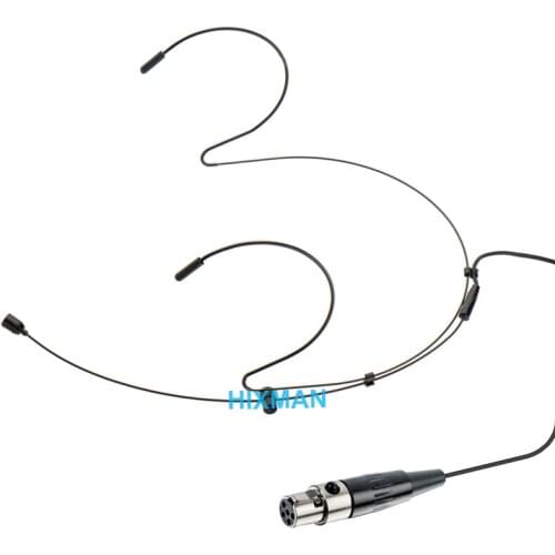 HIXMAN Black HM1-AW Double Ear OmniDirectional Headset Headworn Microphone For Audio Technica ATW-T101 U100 Wireless system TA5F