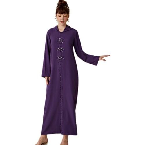 Eid Mubarak Muslim Women Abaya Rhinestone Luxury Hooded Long Dress Party Evening Moroccan Singapore Turkish Maxi Robe Gown 2020