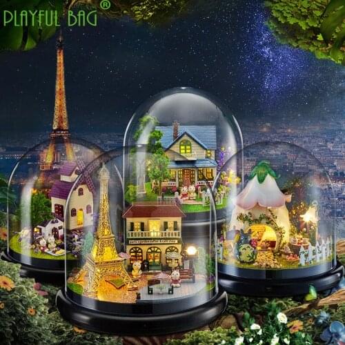 PB Playful bag Adult toys DIY hut hand-assembled transparent cover model villa gift child model decoration ZD24