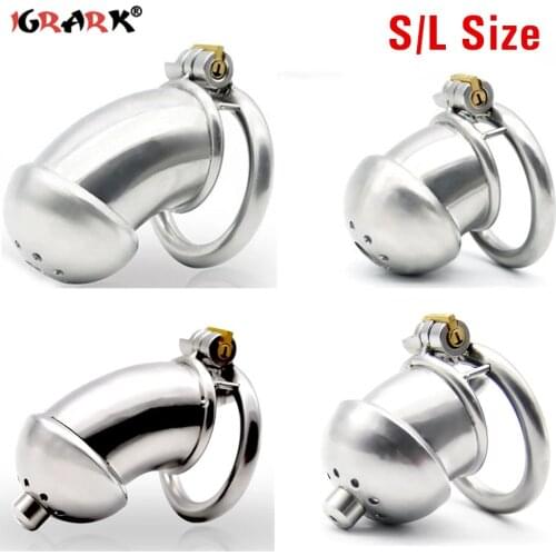 Stainless Steel Cock Cage Lockable Penis Rings Sleeve Male Chastity Device with Catheter Stealth New Lock Sex Toys for Men Adult