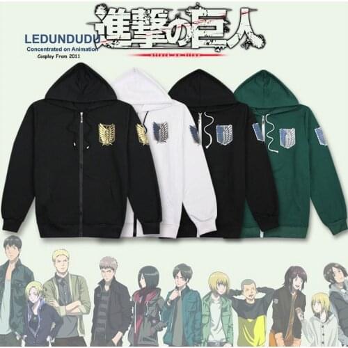 Anime Attack on Titan Cosplay Costumes Shingeki no Kyojin Hoodie Long Sleeve Scout Legion Coat Jackets Men for Spring / Autumn