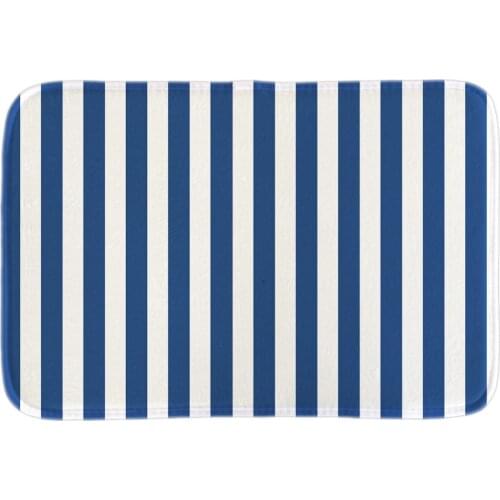 Welcome Doormat Designed With Cobalt Blue White Striped Soft Lightness Indoor Outdoor Door Mats Short Plush Fabric Bathroom Mats