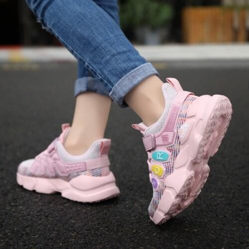 2021 Autumn Children Fashion Sports Shoes Boy Running Leisure Breathable Outdoor Kid Shoes Girl Lightweight Sneakers Shoes Pink