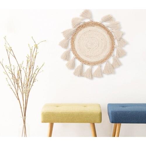 Round Tapestry Wall Hanging Handicraft Boho Decoration Macrame Cotton Linen Onaments For Hotel Living Room Background Decor