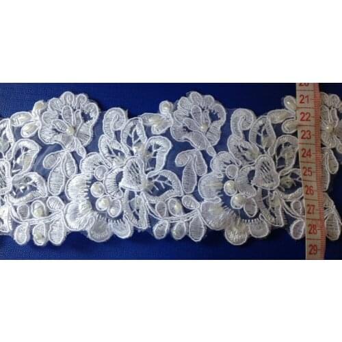 8cm organdy polyester embroidery framed beaded and sequined lace,wedding accessories lace,veil trim,XERY027C