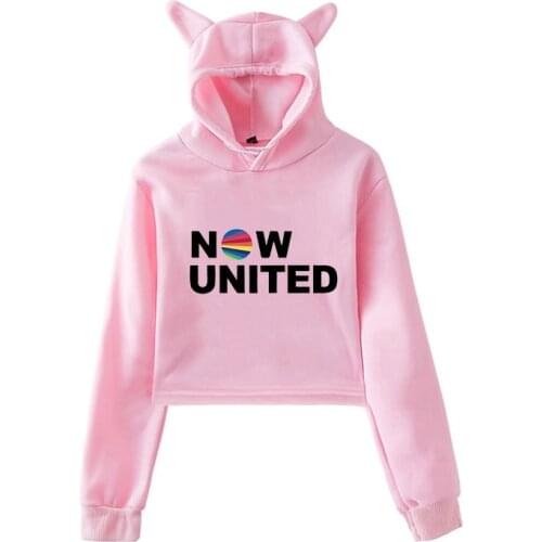 Trendy Women Now United Cat Ear Hoodies NU Team Pullover Tops Girls Kawaii Clothes Harajuku Sweatshirts Bluza Damska Streetwear