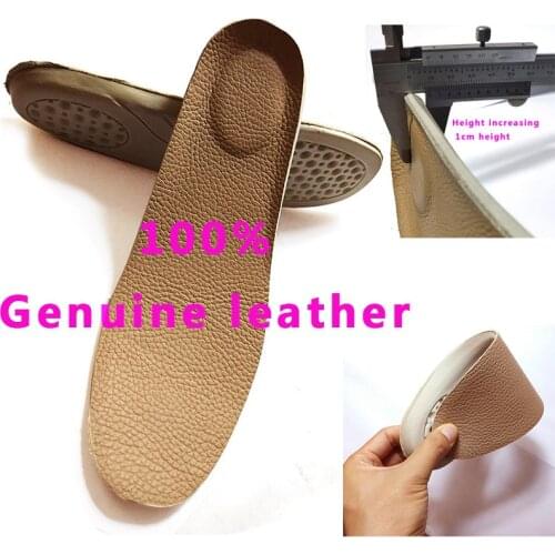 Genuine Leather Mens Insole height increasing Absorb Sweat Breathable Health Insole comfortable soft for sneaker casual shoes