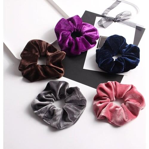 Soft Velvet Hair Scrunchies Elegant Solid Hair Rope Ponytail Holder Hair Ties Korean Elastic Hair Bands Girls Hair Accessories