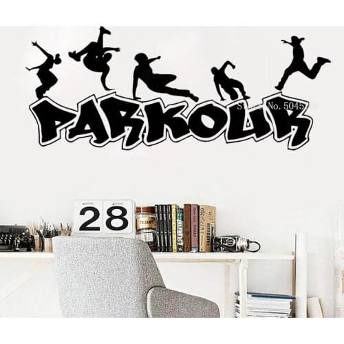 Cool Parkour Wall Decal Freerunning Extreme Sport Vinyl Sticker Personalised Decor for Boys Kids Room Bedroom Mural Poster LL575