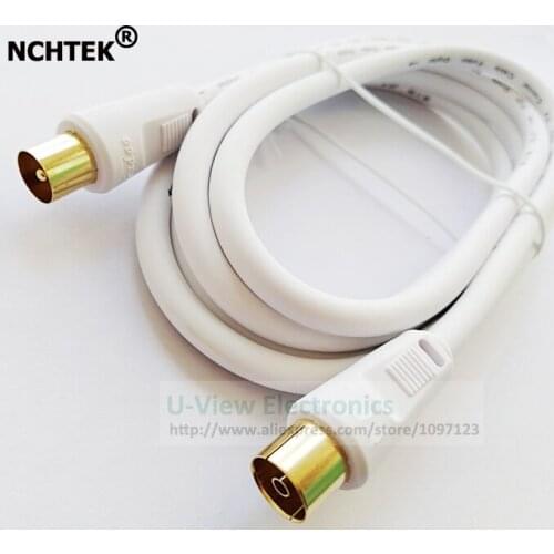 NCHTEK Cuprum 4N OFC Coaxial Audio/Video TV PAL Male to PAL Female RF Cable WHITE COLOR 1.8M/High Quality/Free Shipping/1PC