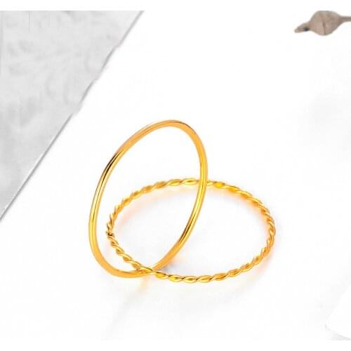 New Arrival 24K Yellow Gold Ring Band 999 Gold Double Ring Band