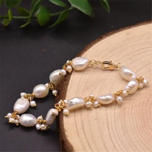 New Natural Fresh Water Baroque White Pearl Bracelet For Women Girls Gifts Fashion Beads Pearls Tassel Bracelets Fine Jewellery