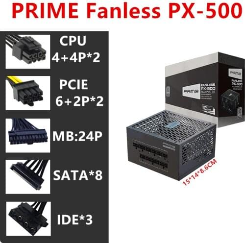 New PSU For Seasonic Full Modular 80plus Titanium Zero Noise Without Fan 500W Power Supply PRIME Fanless PX-500