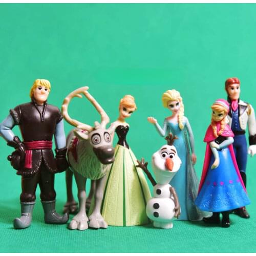 Disney Frozen Elsa Anna Ornaments Olaf Kristoff Sven Cartoon Girl Boy Doll Action Figures Children Toys