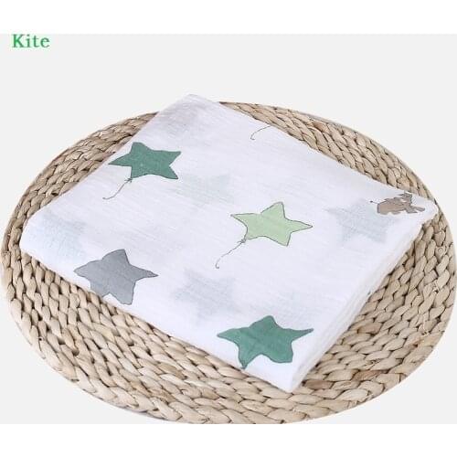 Newborn Baby Muslin Swaddle Blankets Patterned Design Swaddling Wrap Infant Elephant Star Muslin