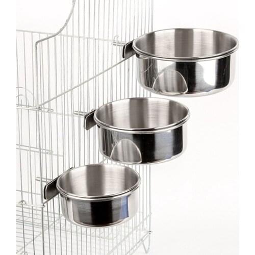 S/M/L Bird Parrot Food Water Bowl Feeder Stainless Steel Cage Cup Container Hamster Cat Dog Pet Supplies Accessories