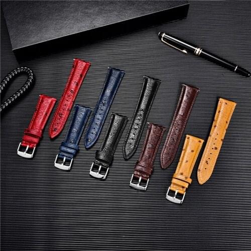 Unique Ostrich Pattern Watch Straps Genuine Leather Watchbands 18mm 20mm 22mm Quick Release Bracelet Smart Watch Band