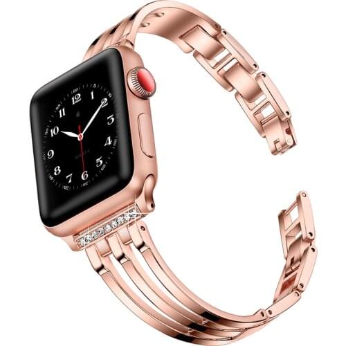 Strap for Apple Watch Band 6 5 SE 4 3 42 44 38mm 40mm Luxury Diamond Stainless Steel Bracelet Metal for Iwatch Series Watchband