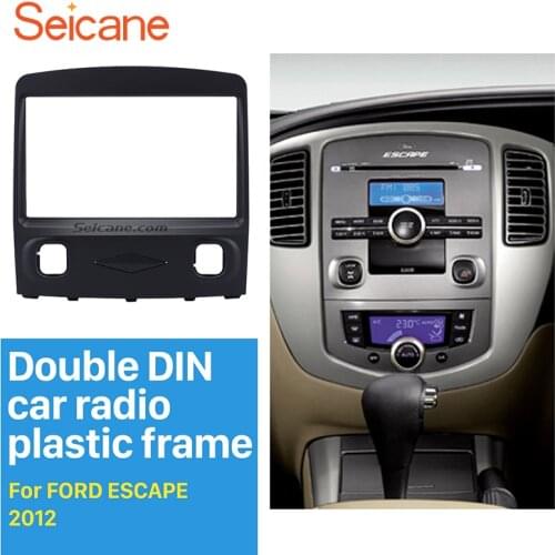 Seicane Black Double Din in dash Panel refitting Car Radio Fascia Trim kit for Ford Escape Stereo Interface Plate Frame